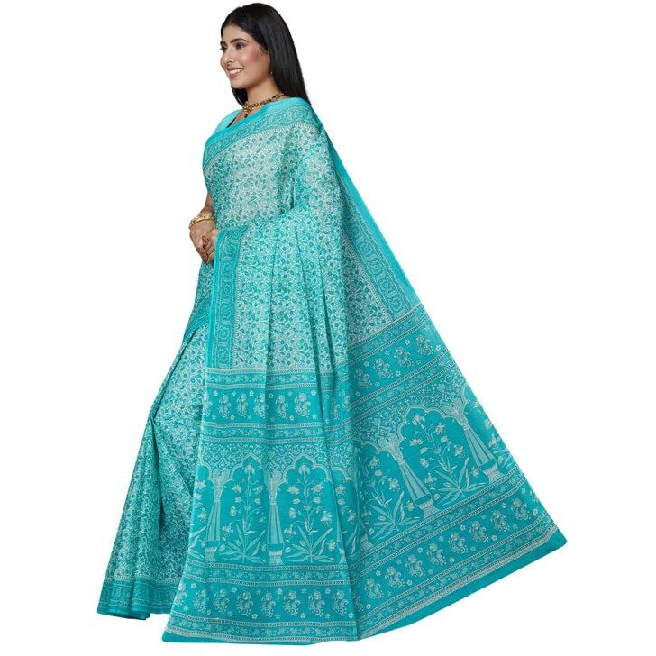 SHANVIKA Womens Cotton Saree (Snv-222-32-tqgrn_Turquoise Green)