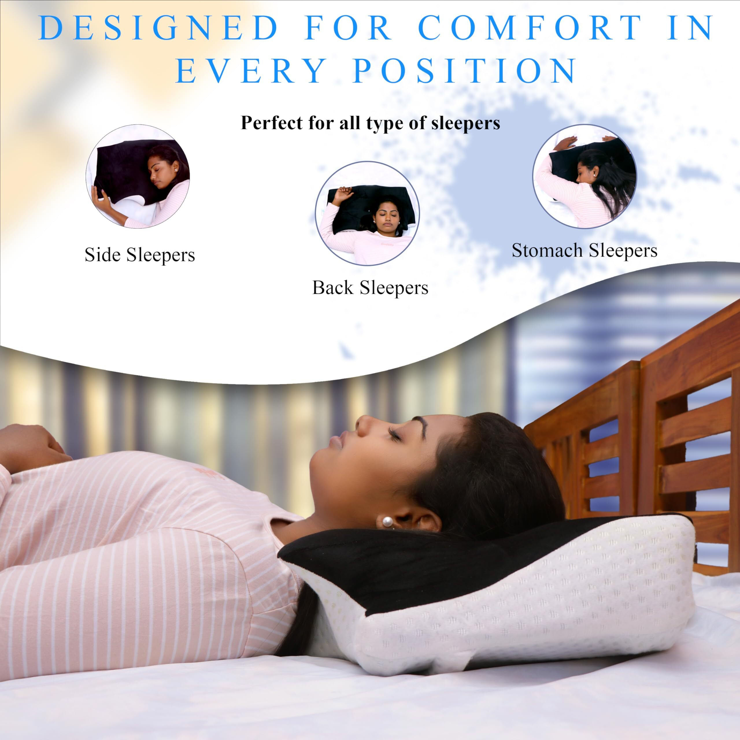 Halladis Luxury Pillow for Neck Pain| Cervical Pillow for Neck and Shoulder Pain| Orthopaedic & Ergonomic Support pillow for better sleep| Cool & Breathable Fabric| 2 Heights & Armrest Design