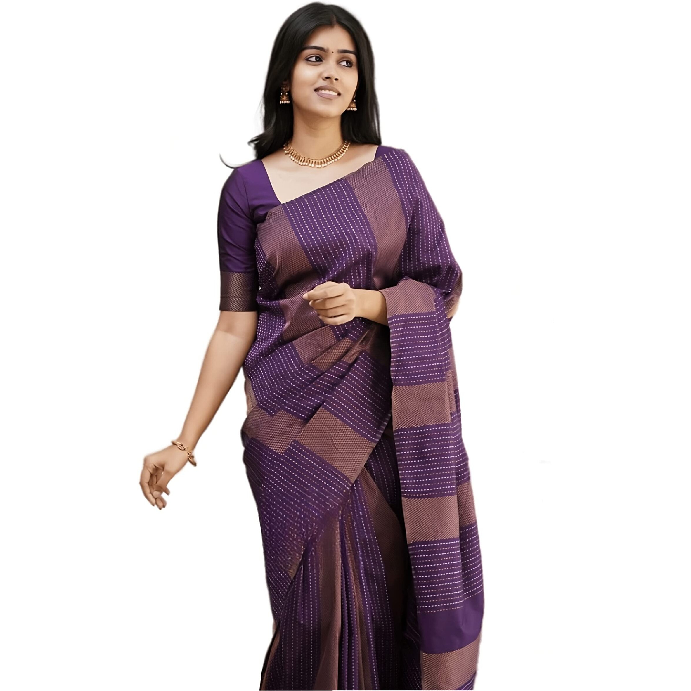 Sidhidata Womens Kanjivaram Banarasi Paithani Jacquard Silk Saree With Unstitched Blouse Piecee (Silk Heritagee Jamli_Jamli_Free Size), Wine