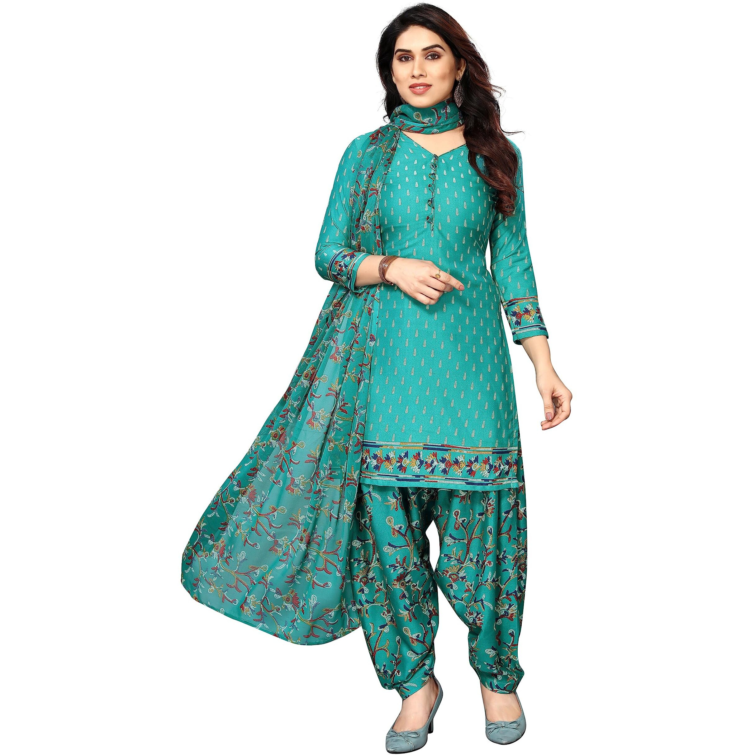 Sidhidata Womens Womens Crepe Printed Patiyala Salwar Suit Dress Material Suit (DM Tree Seagreen_Seagreen_Unstitched)