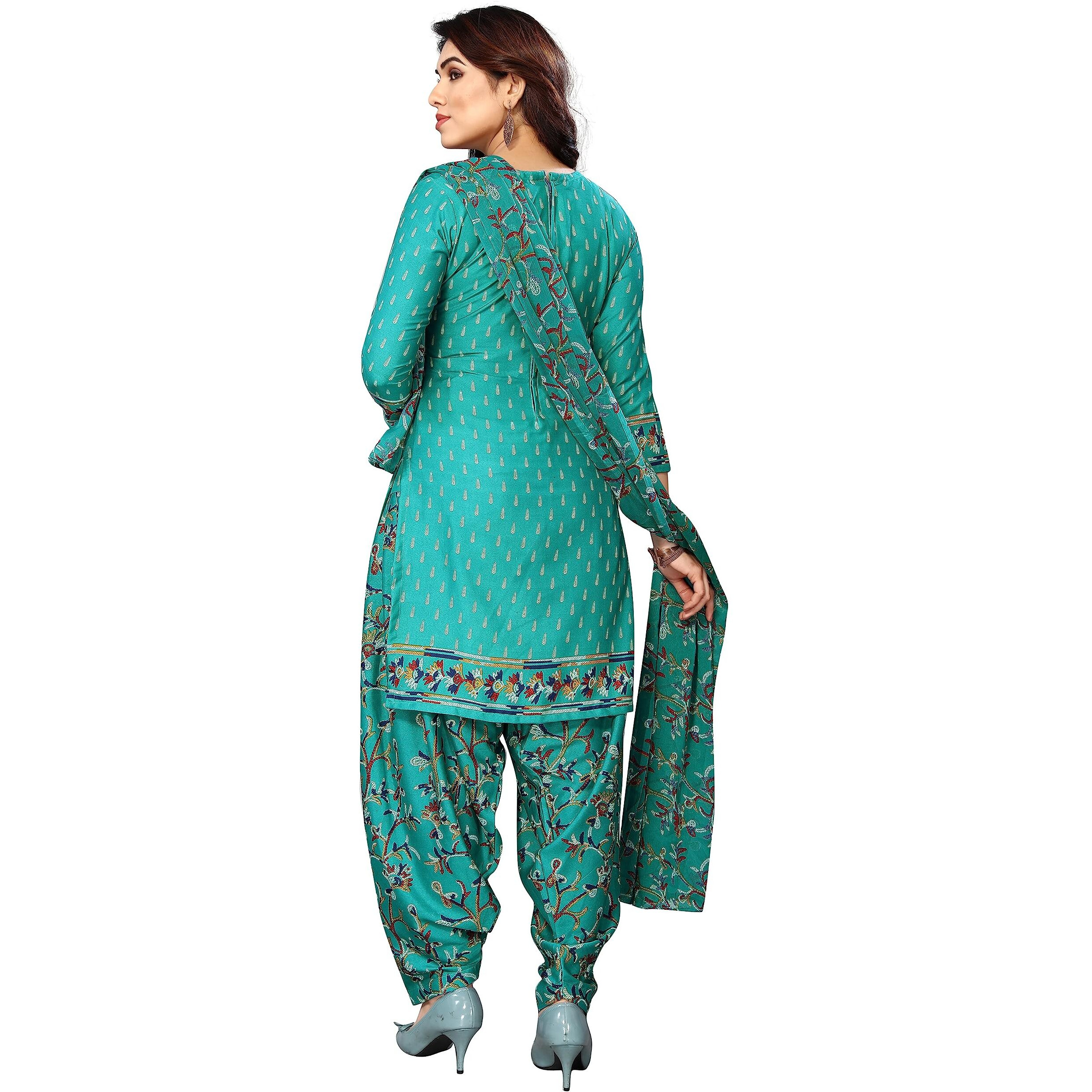Sidhidata Womens Womens Crepe Printed Patiyala Salwar Suit Dress Material Suit (DM Tree Seagreen_Seagreen_Unstitched)