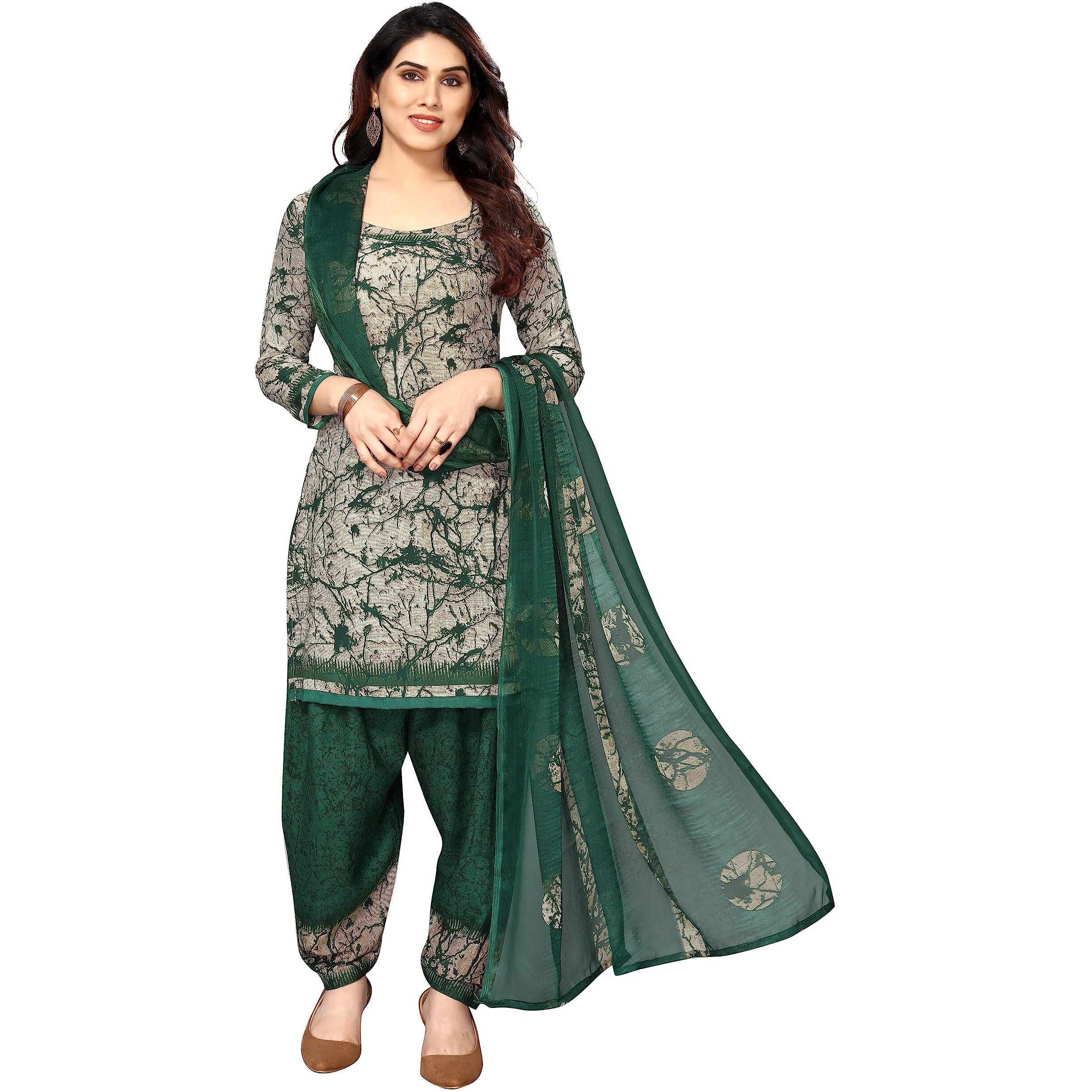 Sidhidata Womens Womens Crepe Printed Patiyala Salwar Suit Dress Material Suit (DM Janjaal Green_Green_Unstitched)