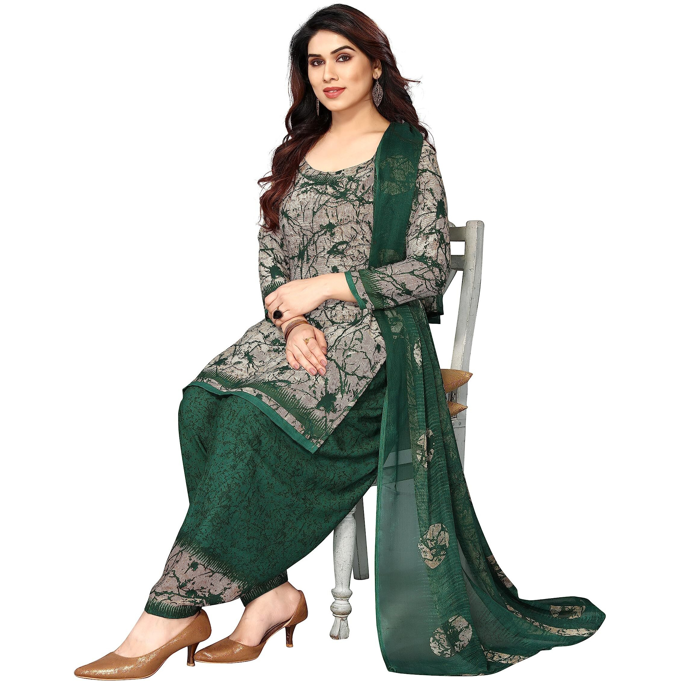 Sidhidata Womens Womens Crepe Printed Patiyala Salwar Suit Dress Material Suit (DM Janjaal Green_Green_Unstitched)