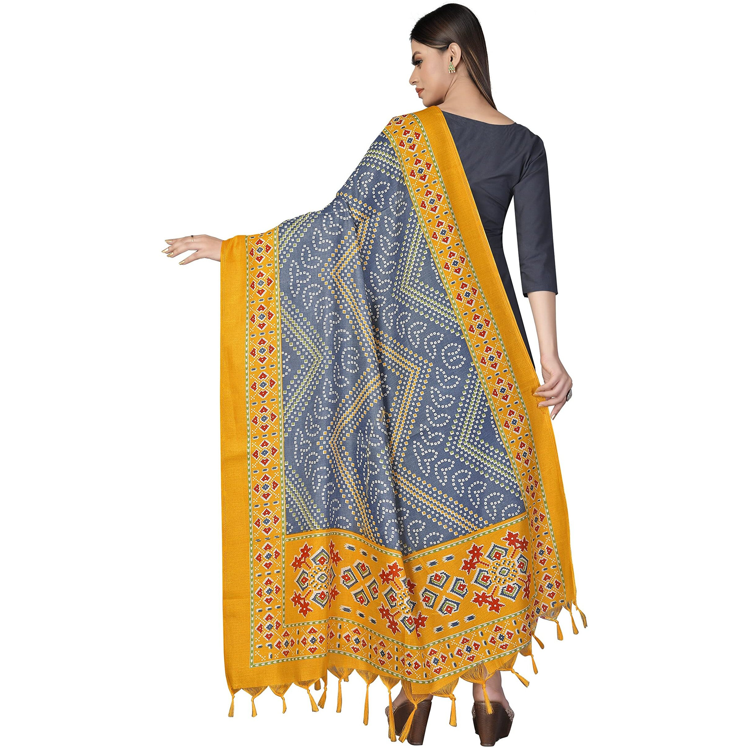 Sidhidata Womens Bandhani Printed Khadi Cotton Silk Dupatta (Dup Bandhej Gold_Gold_2.25 Mtr)