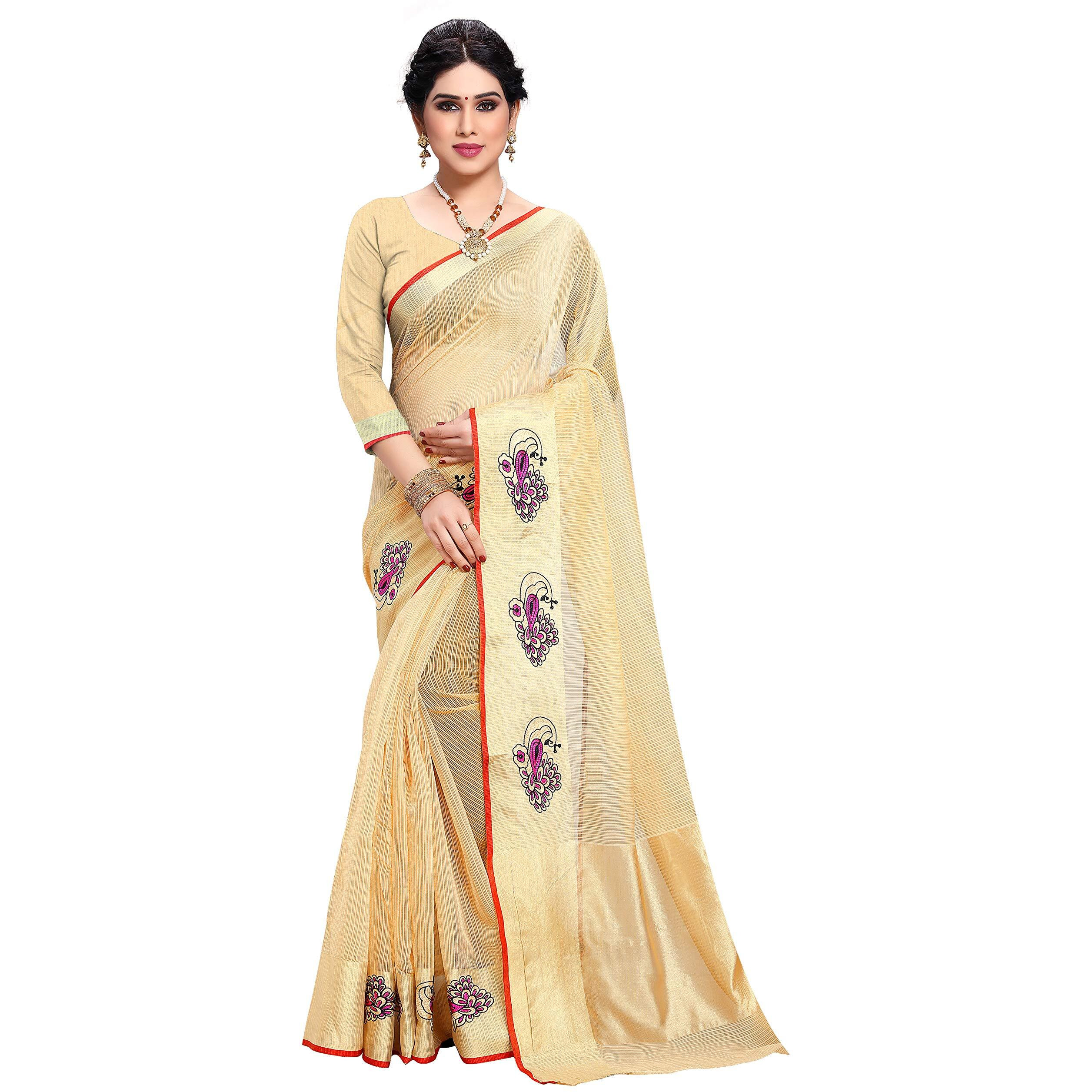 Sidhidata Womens Kota Doria Pure Cotton Saree With Unstitched Blouse (Z Chiku)
