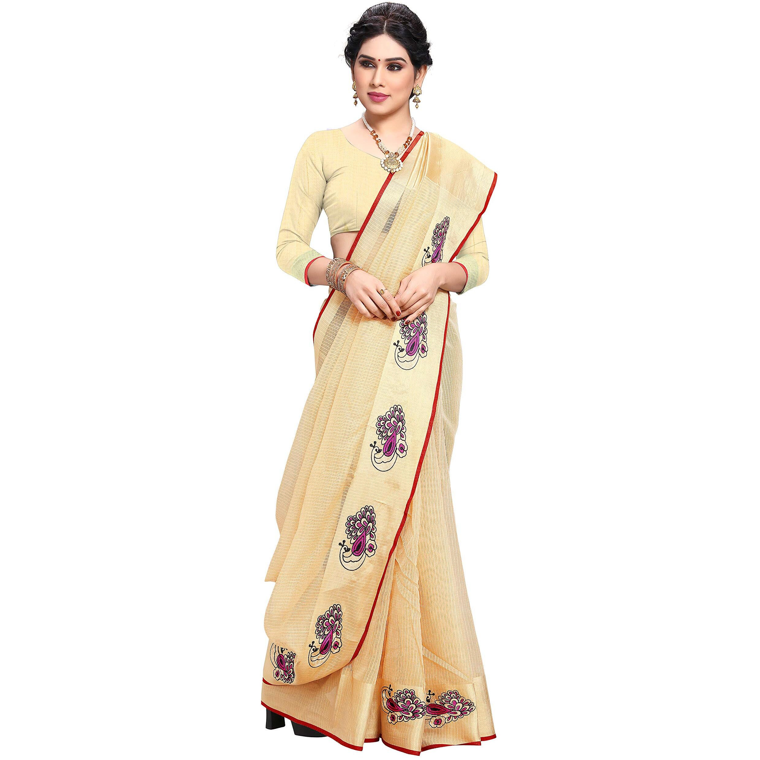 Sidhidata Womens Kota Doria Pure Cotton Saree With Unstitched Blouse (Z Chiku)