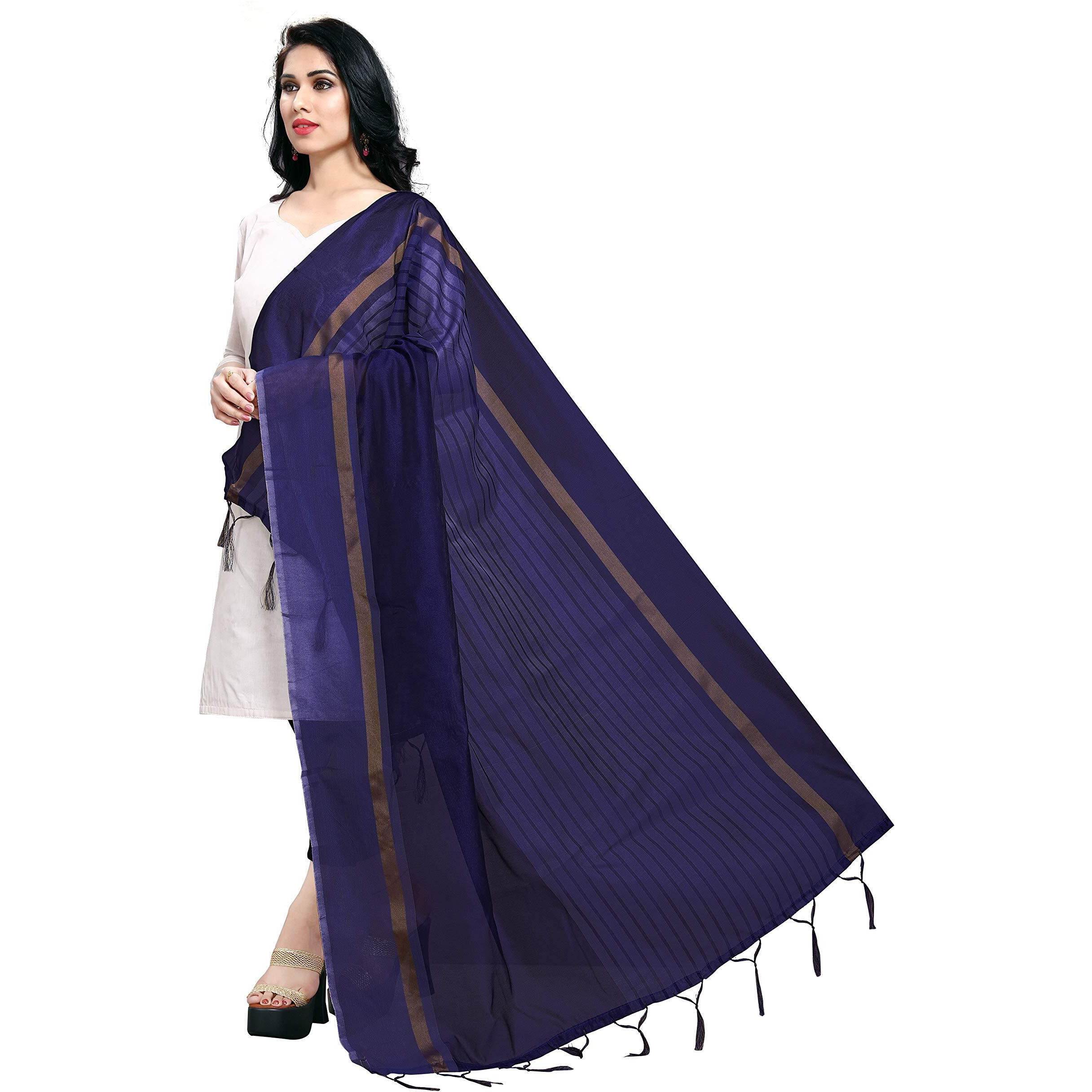 Sidhidata Womens Striped Cotton Dupatta (Dupatta Dabbang Dark Blue_Dark Blue_Free Size)