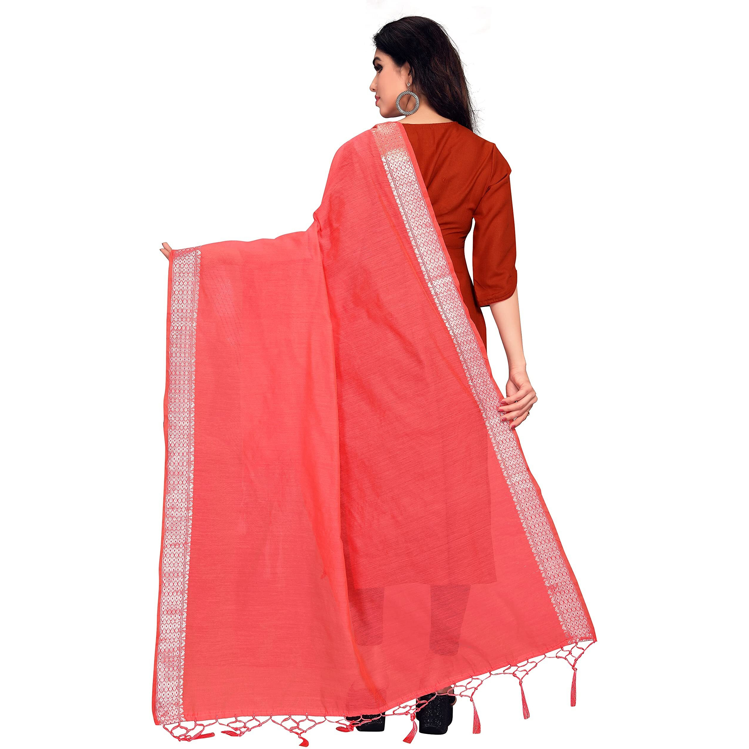 Sidhidata Womens Solid Cotton Dupatta (Dupatta Doby Peach_S Peach_2.20 Mtr)