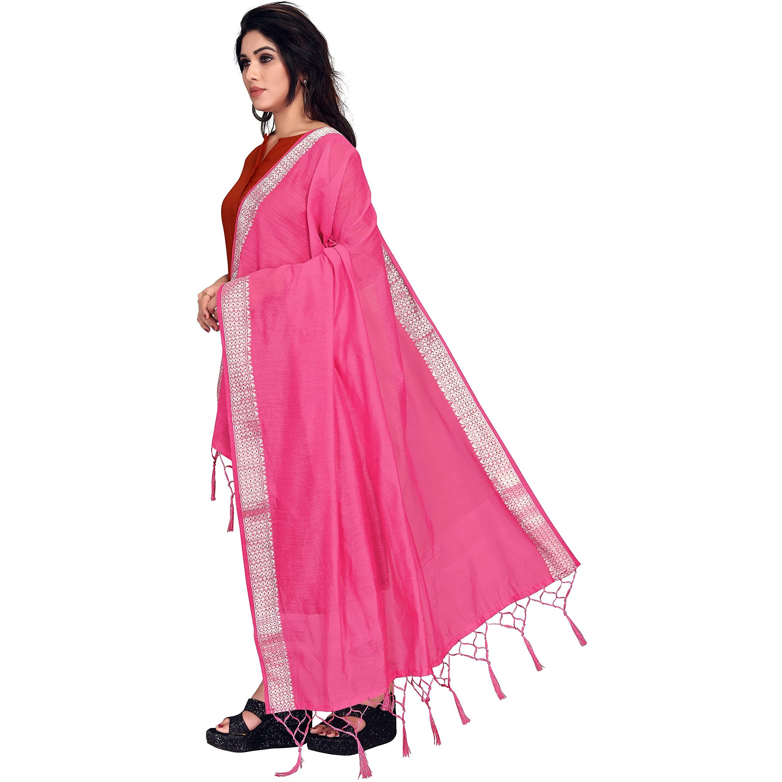 Sidhidata Womens Solid Cotton Dupatta (Dupatta Doby Pink_Pink_2.20 Meters)