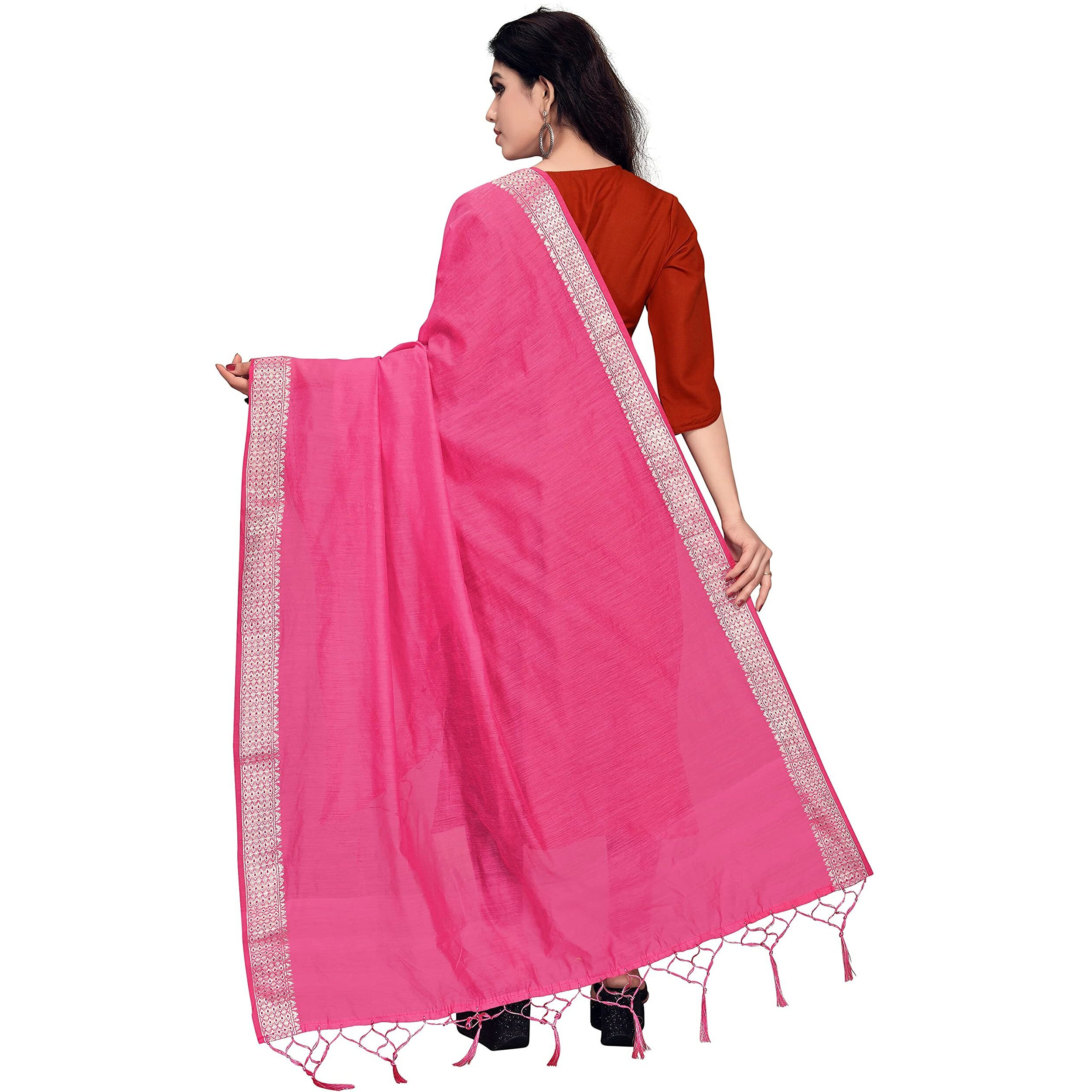 Sidhidata Womens Solid Cotton Dupatta (Dupatta Doby Pink_Pink_2.20 Meters)