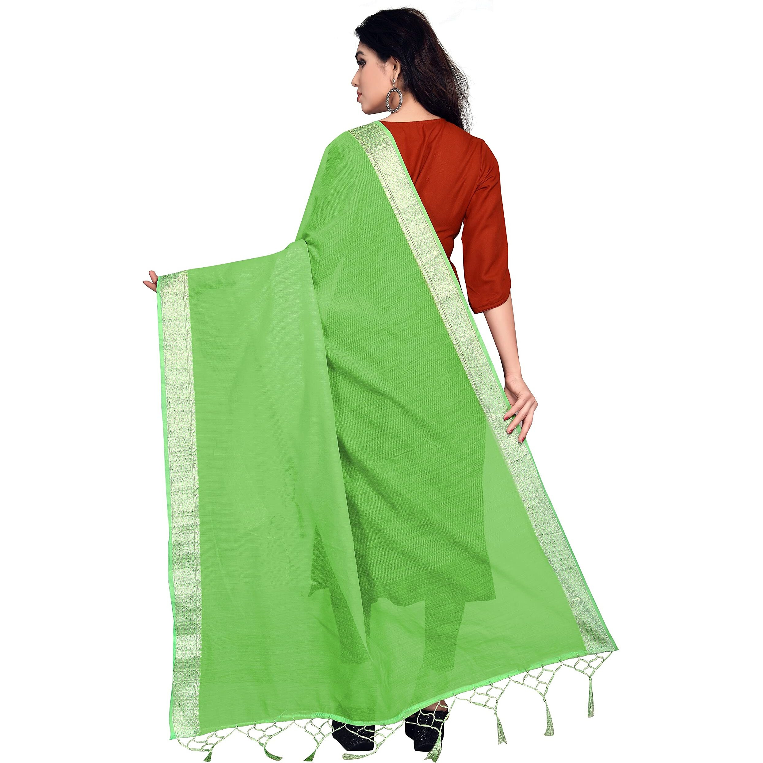 Sidhidata Womens Solid Cotton Dupatta (Dupatta Doby Green_Y Green_2.20 Mtr)