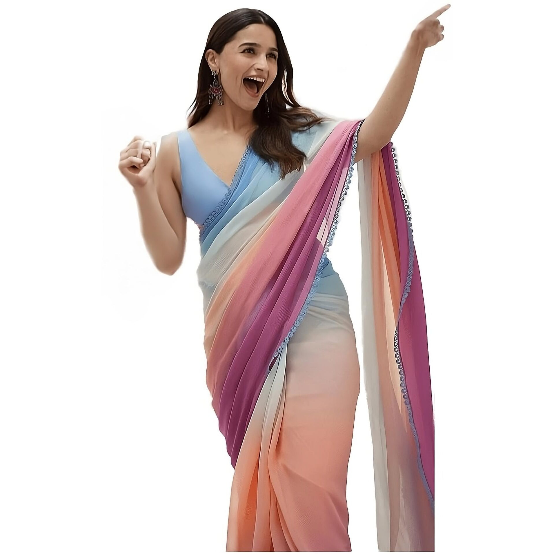 Sidhidata Womens Printed Pure Georgette Saree With Unstitched Blouse Piece (Alia Paddinggg_Multicolour_Free Size)