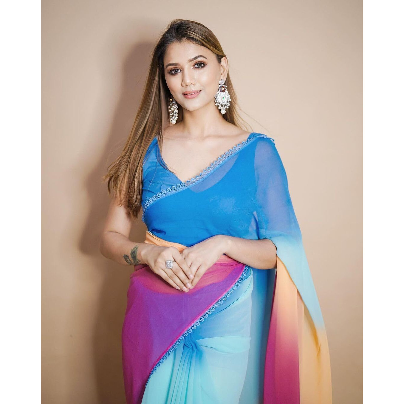 Sidhidata Womens Printed Georgette Saree With Unstitched Blouse Piece (Alia Paddiiiiing_Multicolour_Free Size)