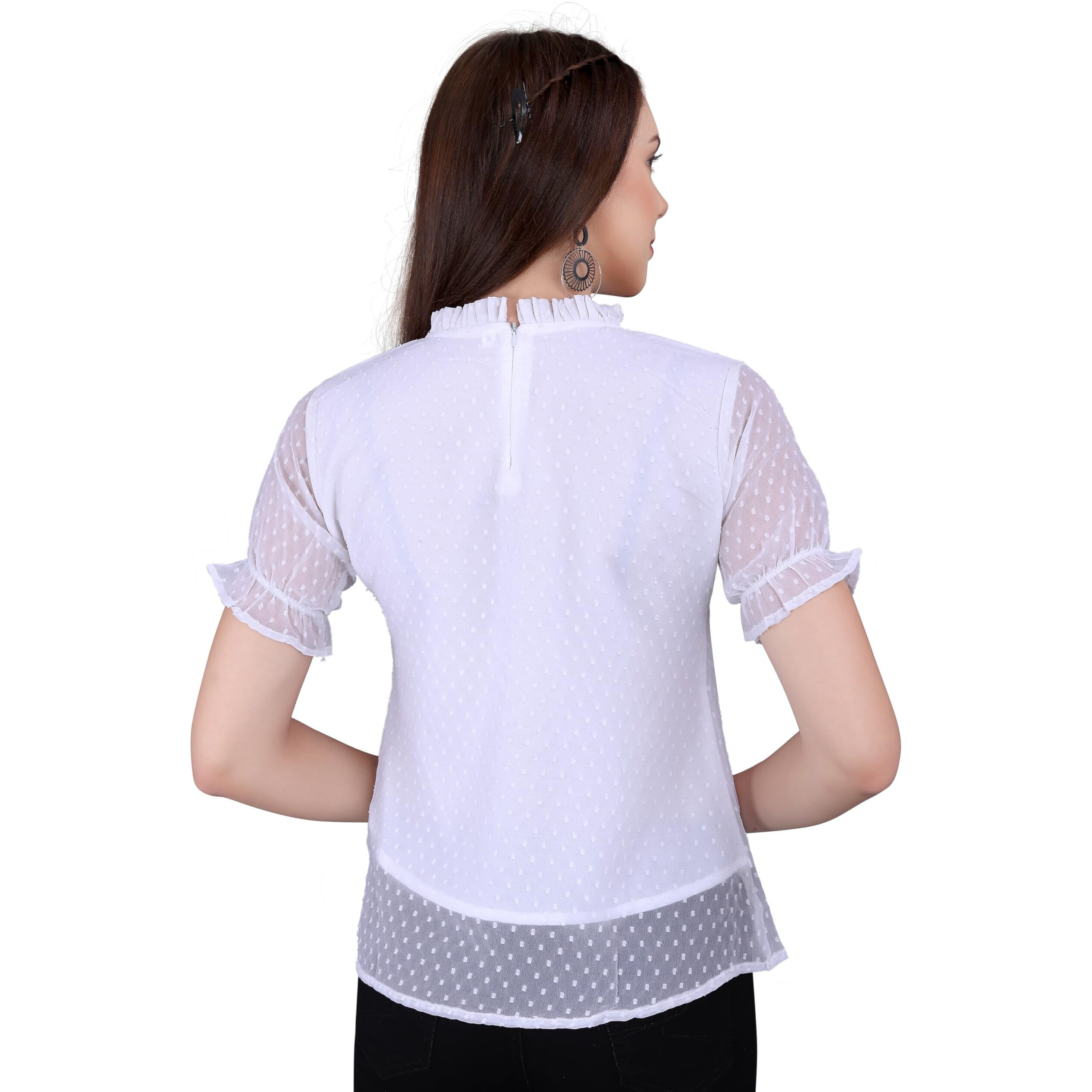 Sidhidata Tissue Fabric Premium Casual Top for Womens & Girls (Top Butty White_XXL_White_XX-Large)