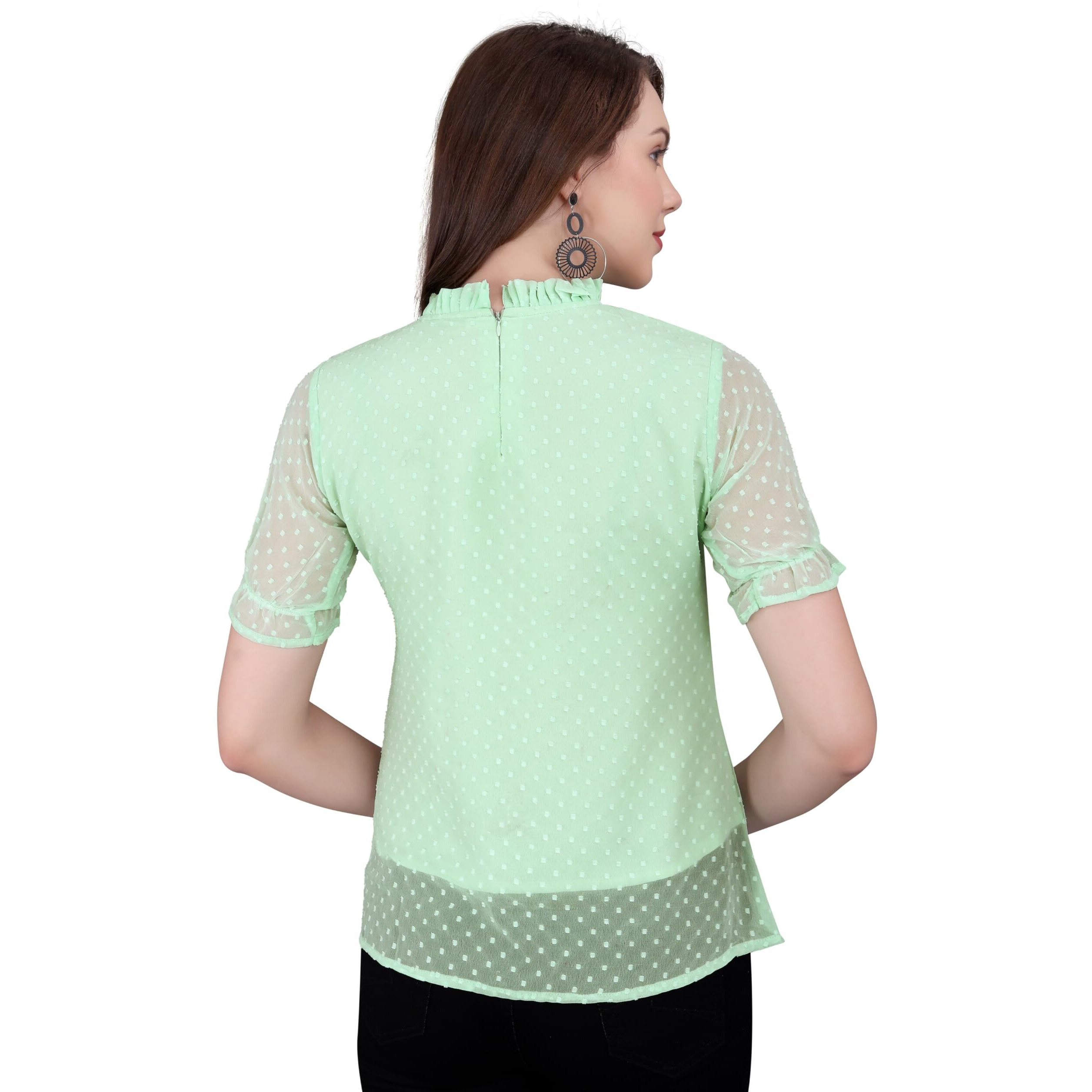 Sidhidata Tissue Fabric Premium Casual Top for Womens & Girls (Top Butty Pista_XL_Pista_X-Large)