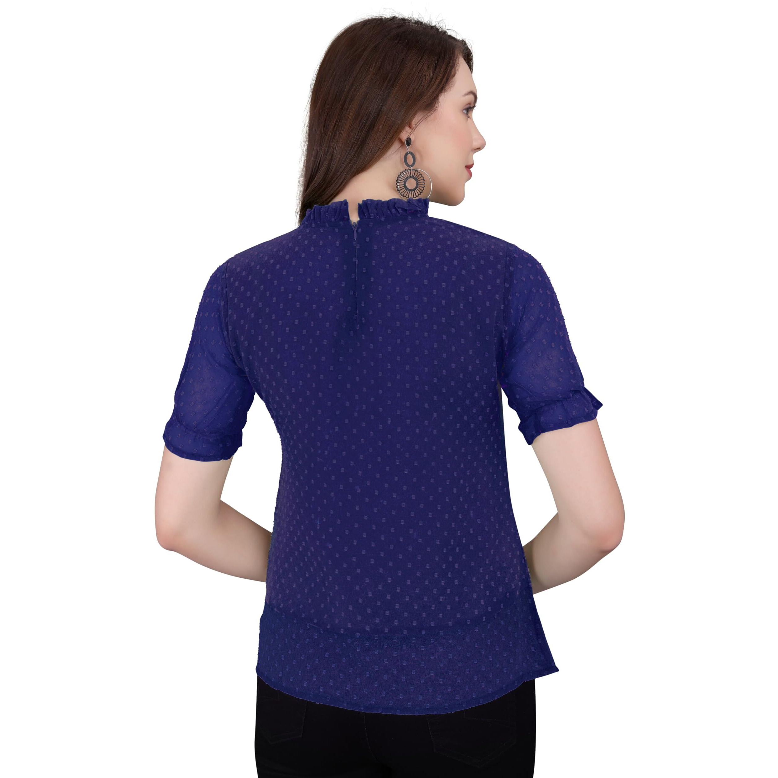 Sidhidata Tissue Fabric Premium Casual Top for Womens & Girls (Top Butty Navy Blue_XXL_Navy Blue_XX-Large)