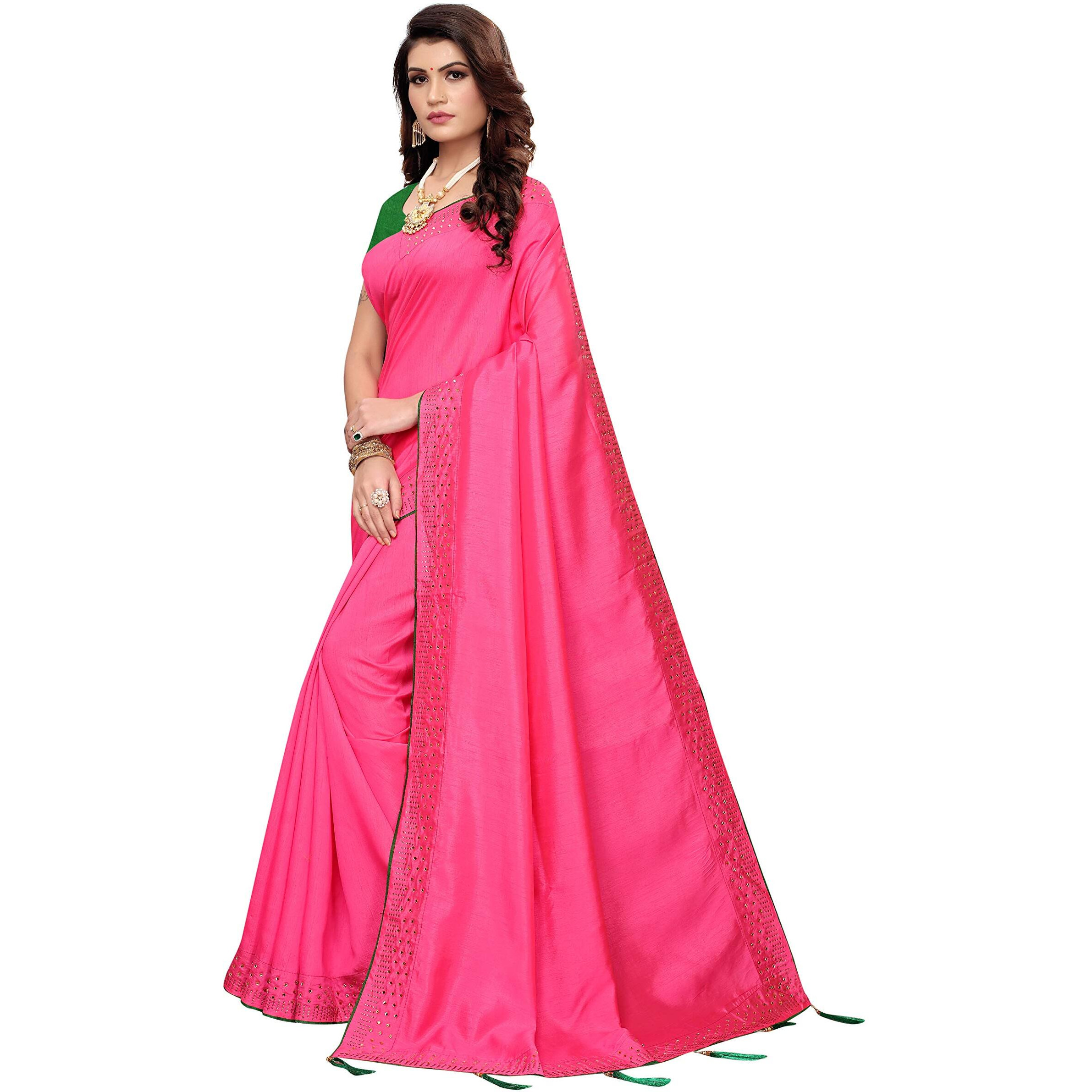 Sidhidata Womens Silk Saree With Unstitched Blouse Piece (Khatli Pink_Pink)