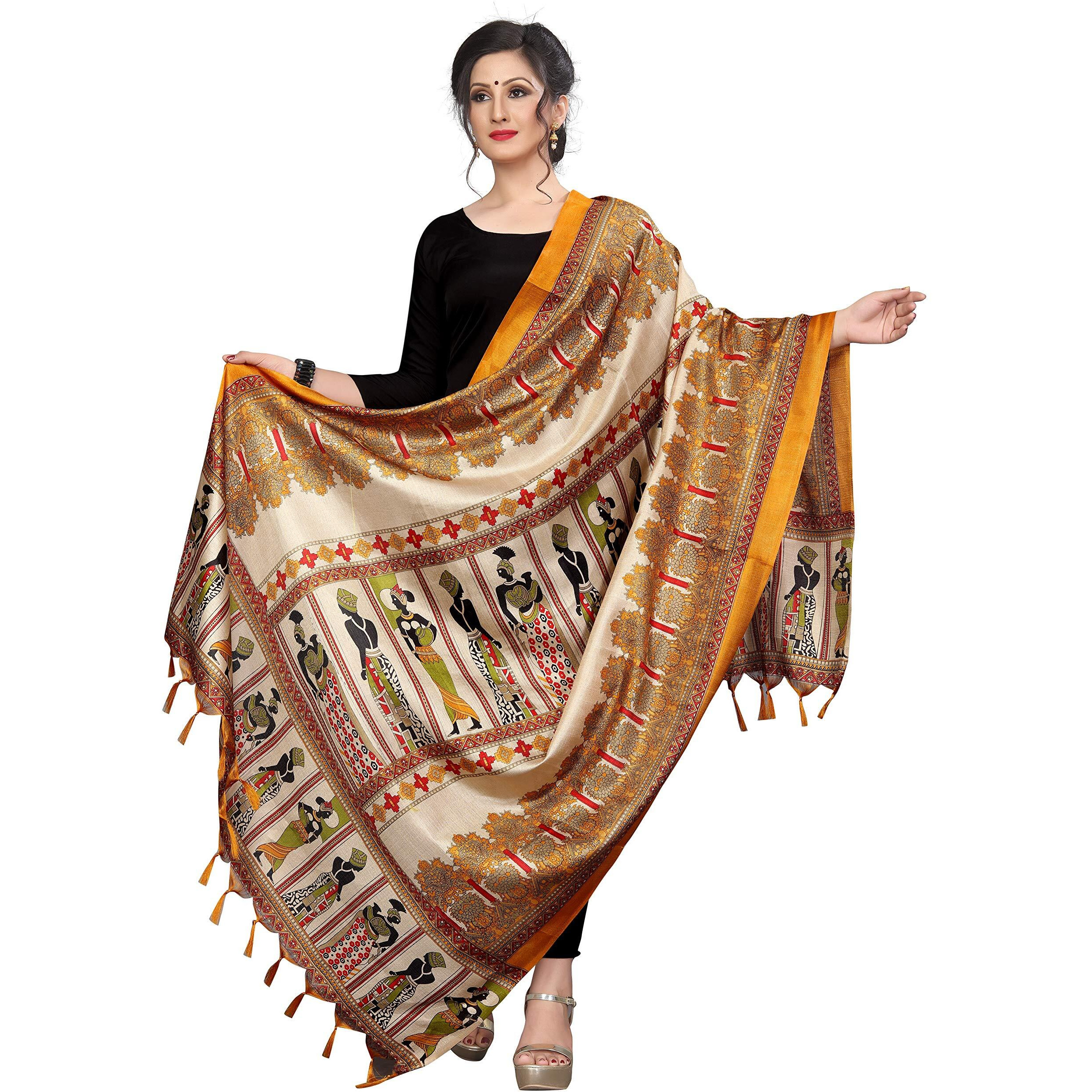 Sidhidata Womens Pack of 2 Printed Khadi Cotton Silk Dupatta With Tassels (2.25 Mtr_MultiColour)