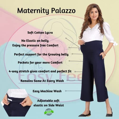Easy Feed Womens Loose Fit Cotton Maternity Palazzo (PL-CHIKOO-M_Chikoo_M)