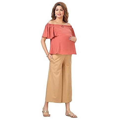 Easy Feed Womens Cotton Lycra Over The Belly Maternity Plazo /Culottes for Pregnant Women for pre & Post Pregnancy