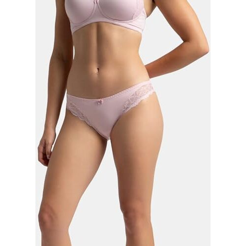 Jockey Womens Medium Coverage Soft Touch Microfiber Nylon Elastane Stretch Mid Waist Lace Styled Bikini with StayFresh Treatment_Style_1813_Fragrant Lily_XL