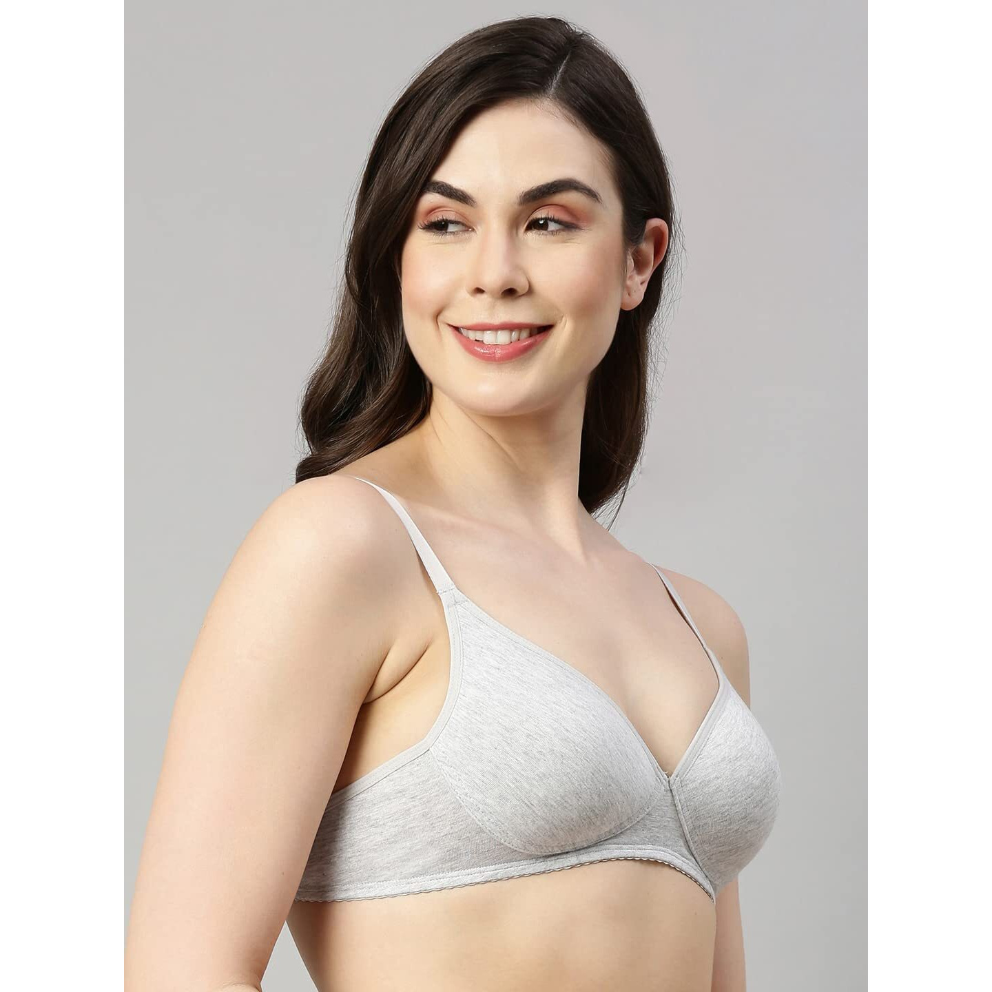 Enamor A039 Perfect Coverage Supima Cotton T-Shirt Bra- Padded Wirefree & Medium Coverage GREYMELANGE