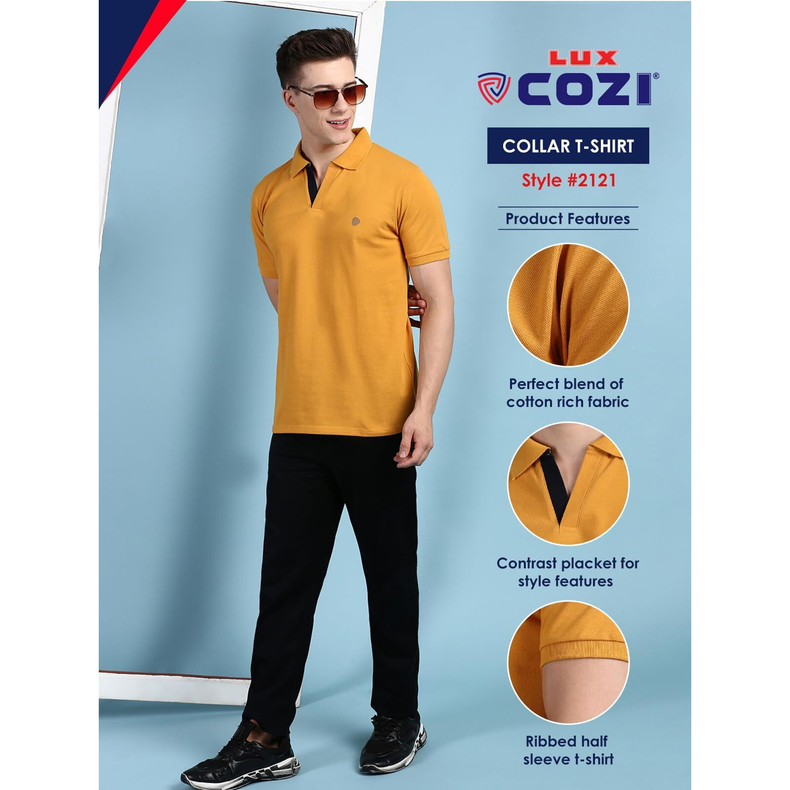 Lux Cozi Pack of 2 Mustard and Sea Green Regular fit Half Sleeves Polo Neck T-Shirt for Men |Polo Casual Tshirt for Men | 100% Combed Cotton - Colour Fresh Quick Dry Ultra Soft (Size  XX-Large)