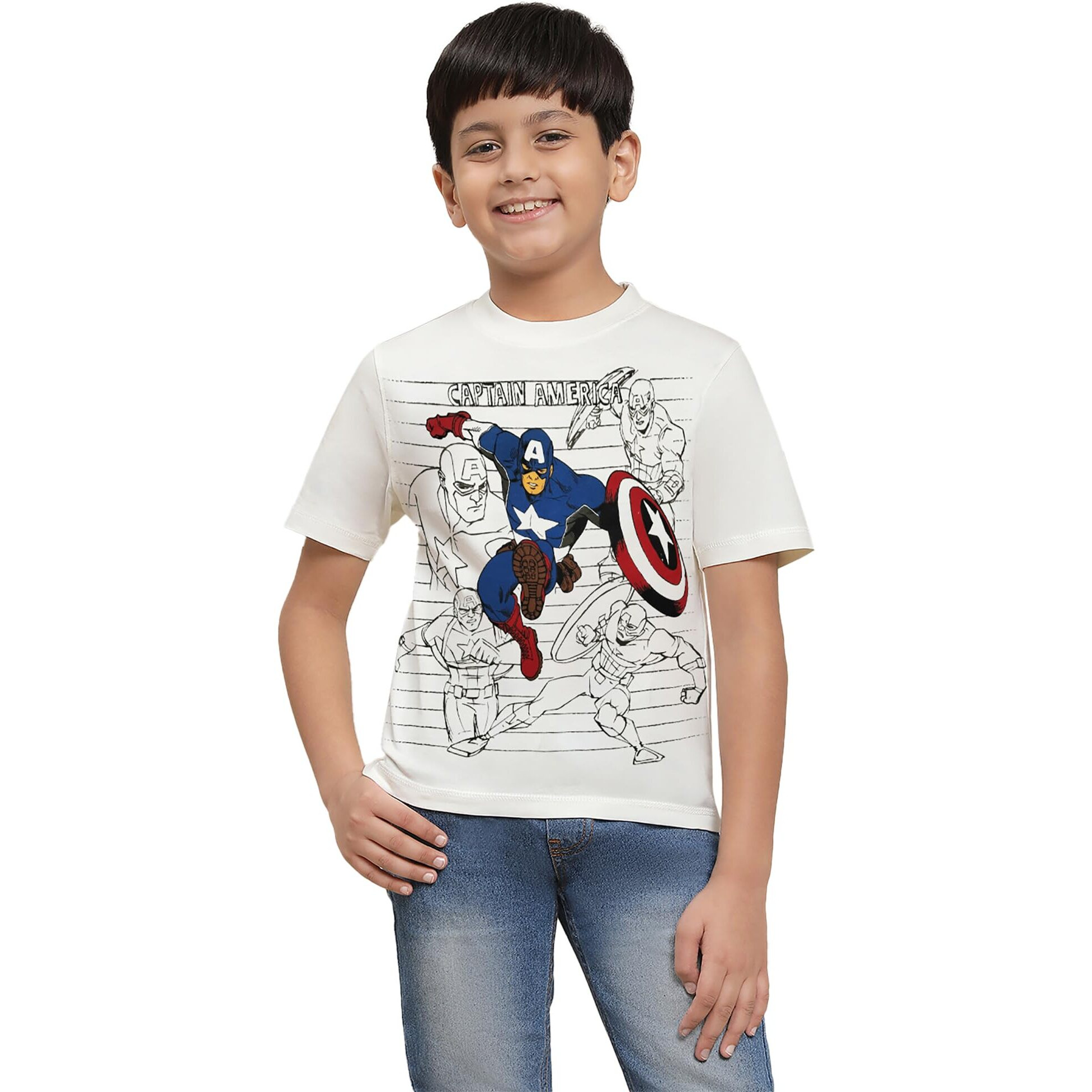 Marvel By Kidsville Boys Cotton Plain Regular Fit T-Shirt (Pack of 3 MC002 Multicolour 2 13-14 Years)