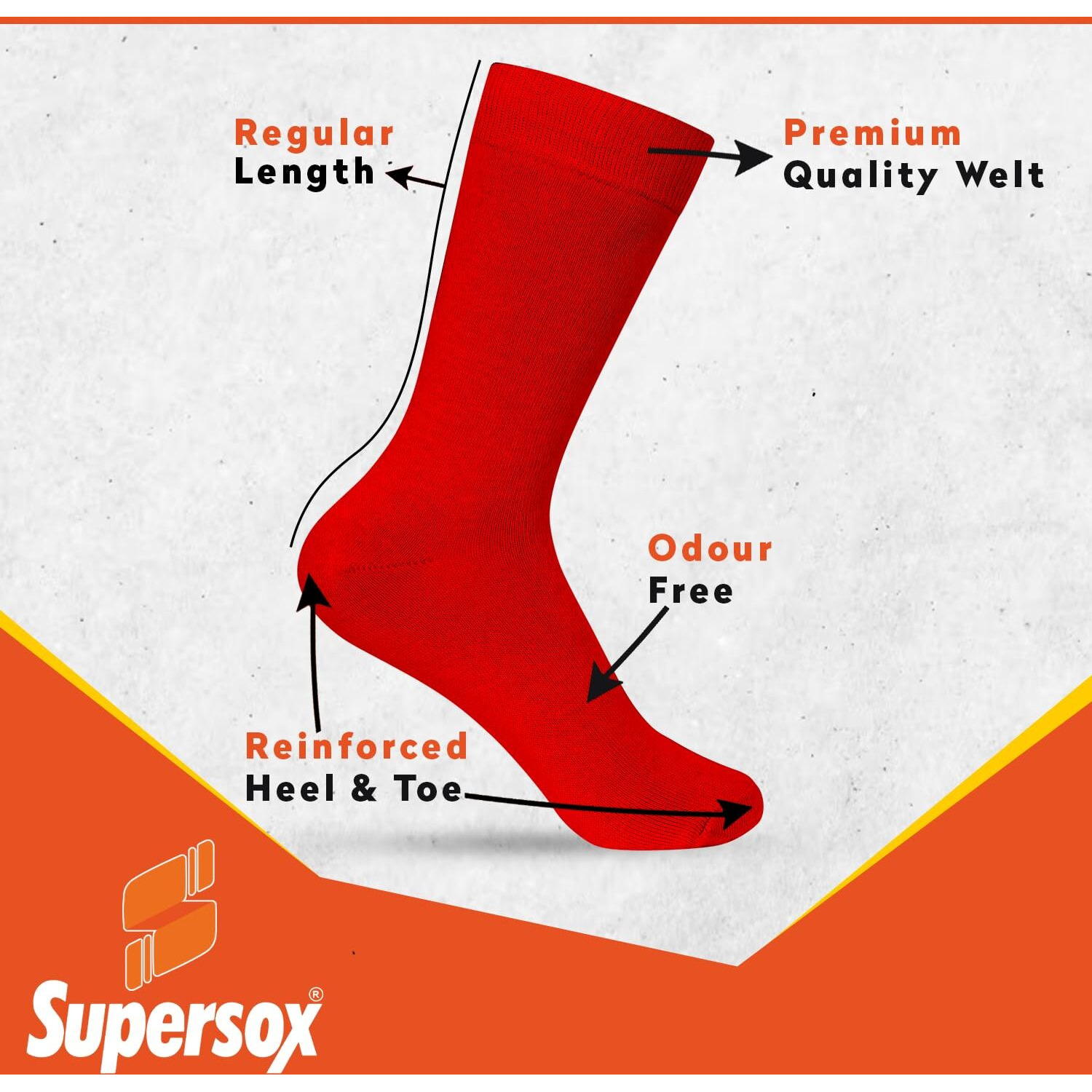 Supersox Kids Combed Cotton School Socks Pack of 5 (Red)