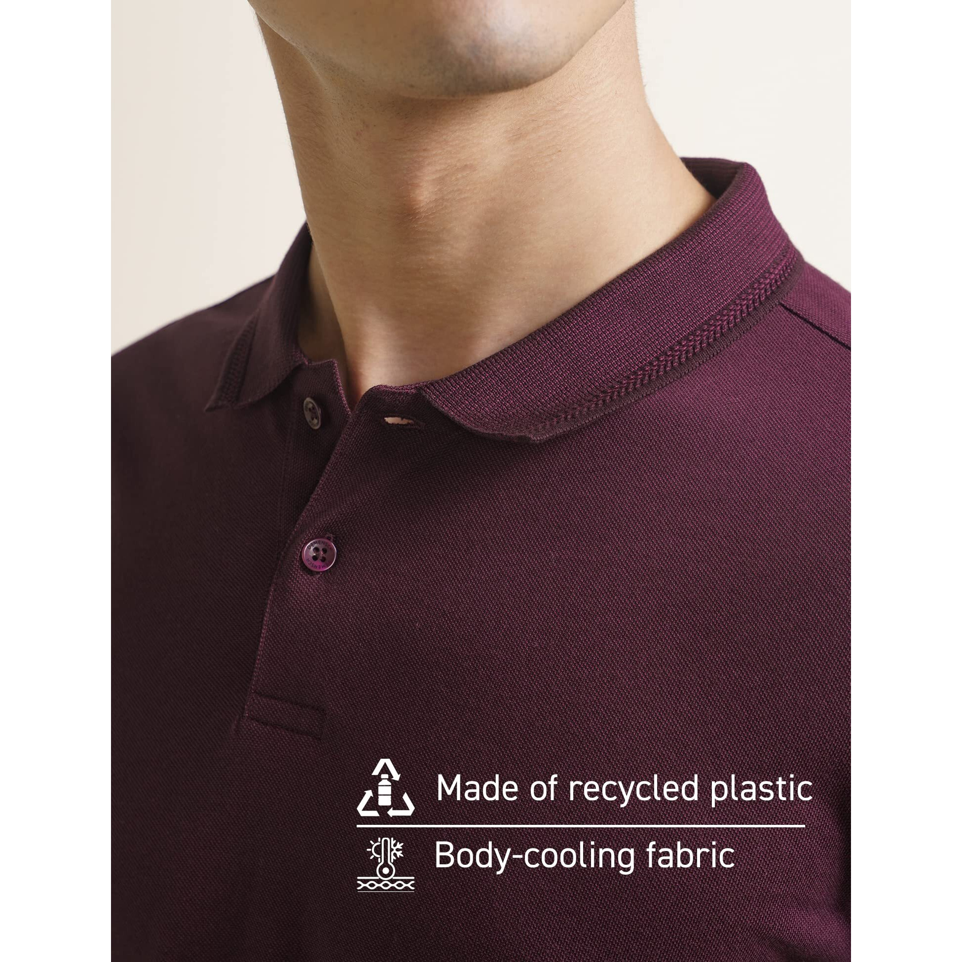 DAMENSCH Constant Mens All-Degree Thermoregulating Pique 500 Day Polo T-Shirt - 2 btn -Pack of 1-Loyal Maroon-XX-Large