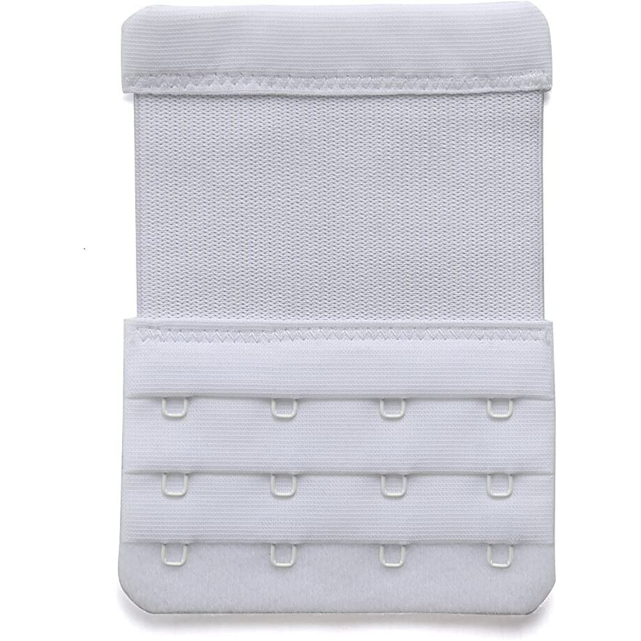 DClub Bra Extender 2 Hook Stretchy Soft and Comfortable Bra Strap Extender for Women in Pregnency or Weight gain. (WHITE 3 PIECES (4 HOOK 4 RAW))