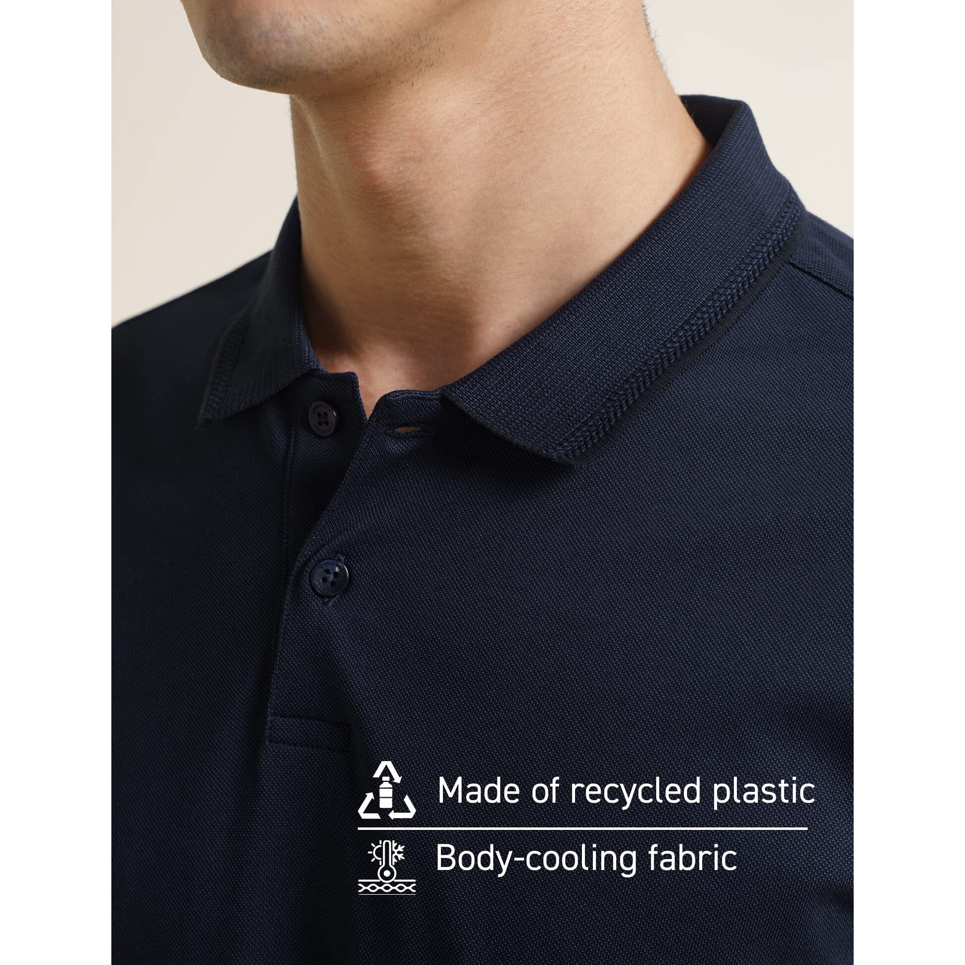 DAMENSCH Constant Mens All-Degree Thermoregulating Pique 500 Day Polo T-Shirt - 2 btn -Pack of 1-True Navy-X-Large