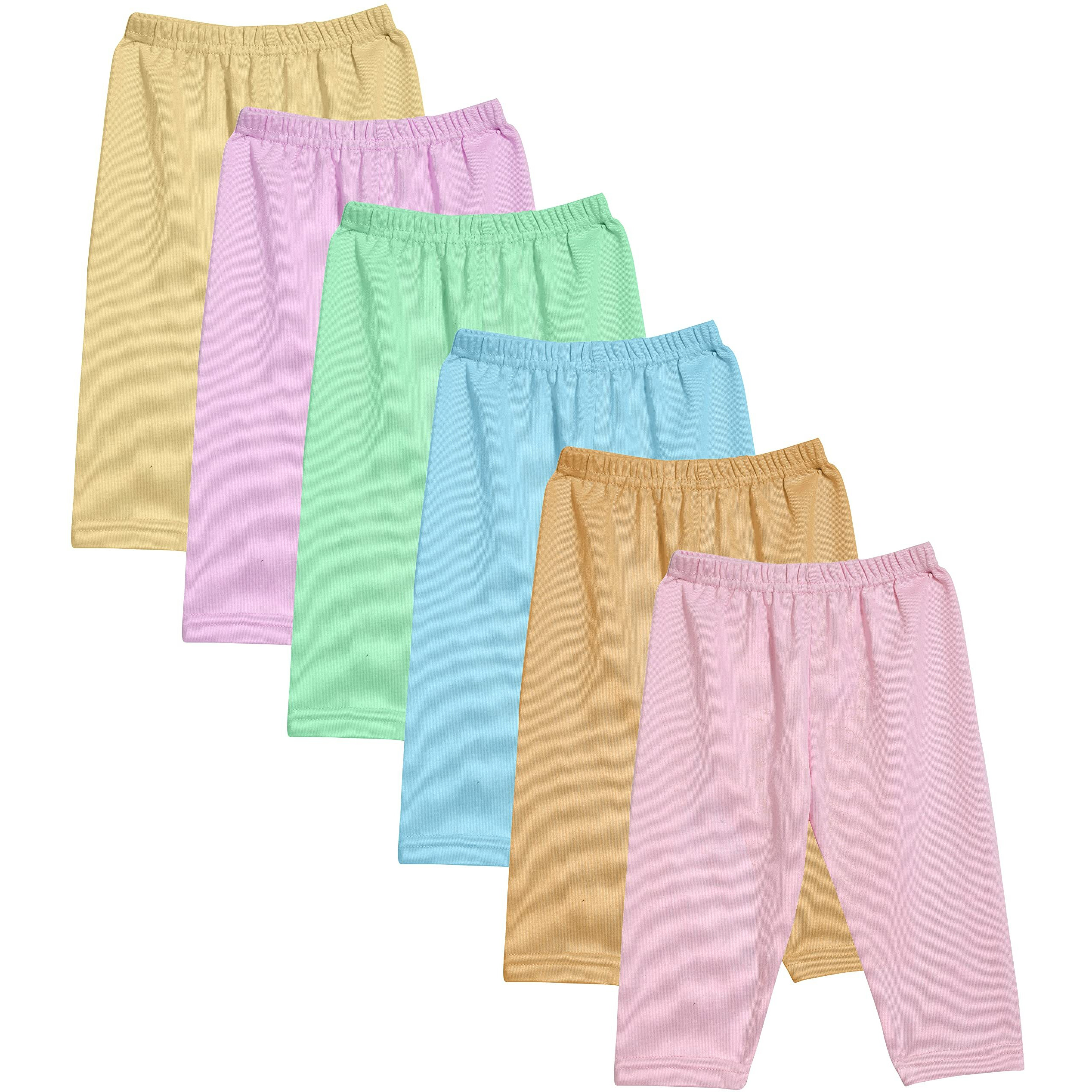 Dowin Unisex Baby Cotton Pajama Bottoms Soft Cozy and Comfortable - Pack of 6 (Light_Plain_M)