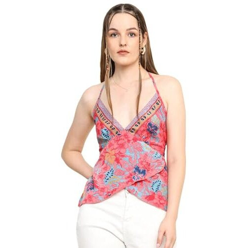 KE Kanha Exports Womens Relaxed Fit Halter Top - Stylish and Comfortable Casual Wear for Women & Girls (Warm Pink)