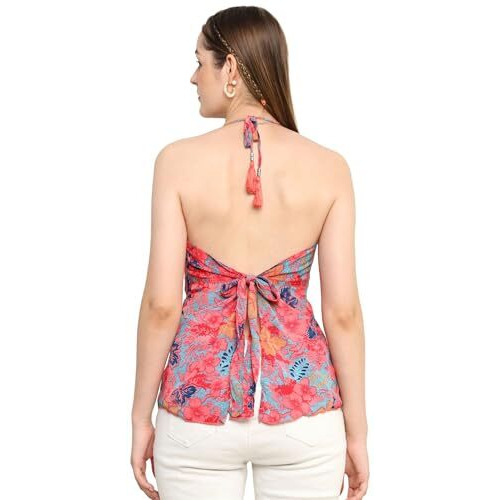 KE Kanha Exports Womens Relaxed Fit Halter Top - Stylish and Comfortable Casual Wear for Women & Girls (Warm Pink)