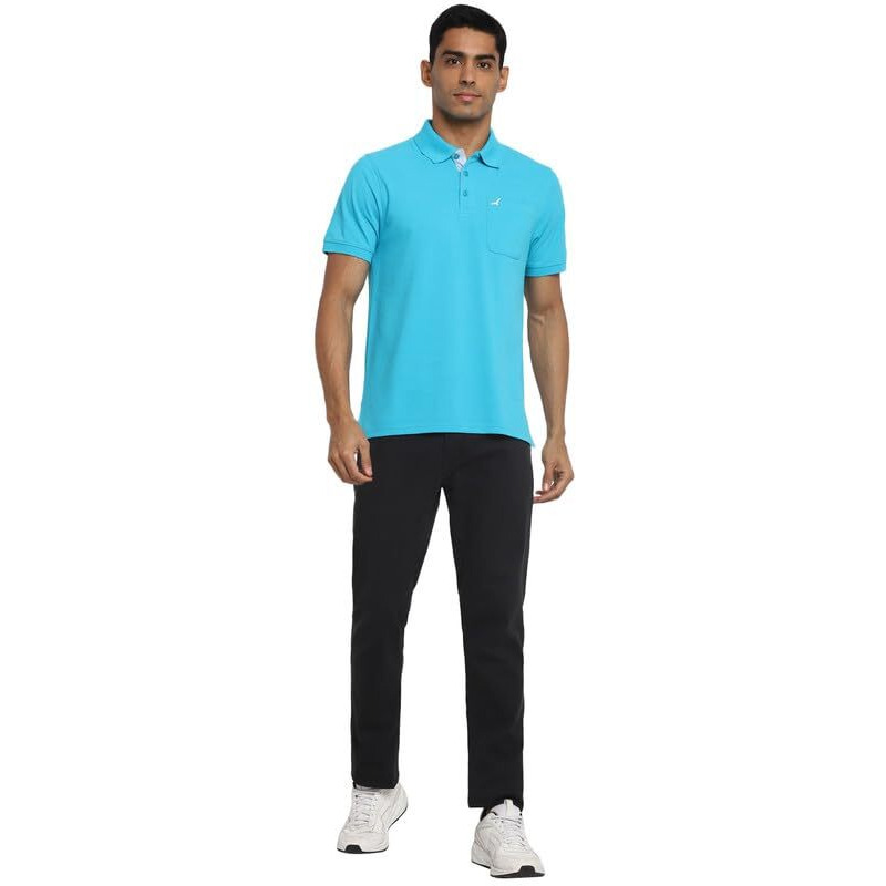 AMERICAN CREW Polo Collar T-Shirt for Men with Pocket (AC360-S_Bachelor Button)