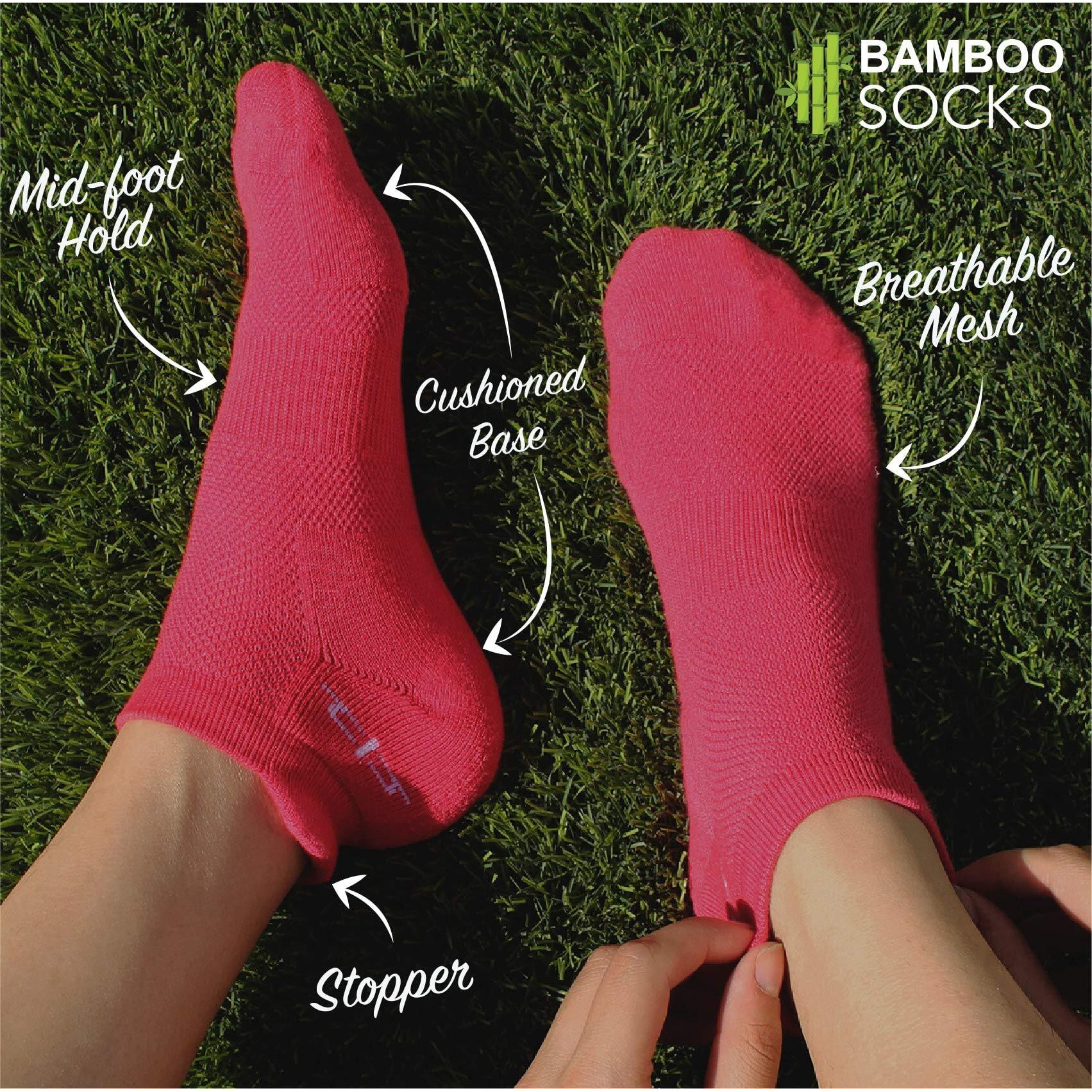 HEELIUM Bamboo Socks for Women Ankle Length Anti-Odour & Breathable Padded Base & Anti-bacterial Softer than Cotton Made in India