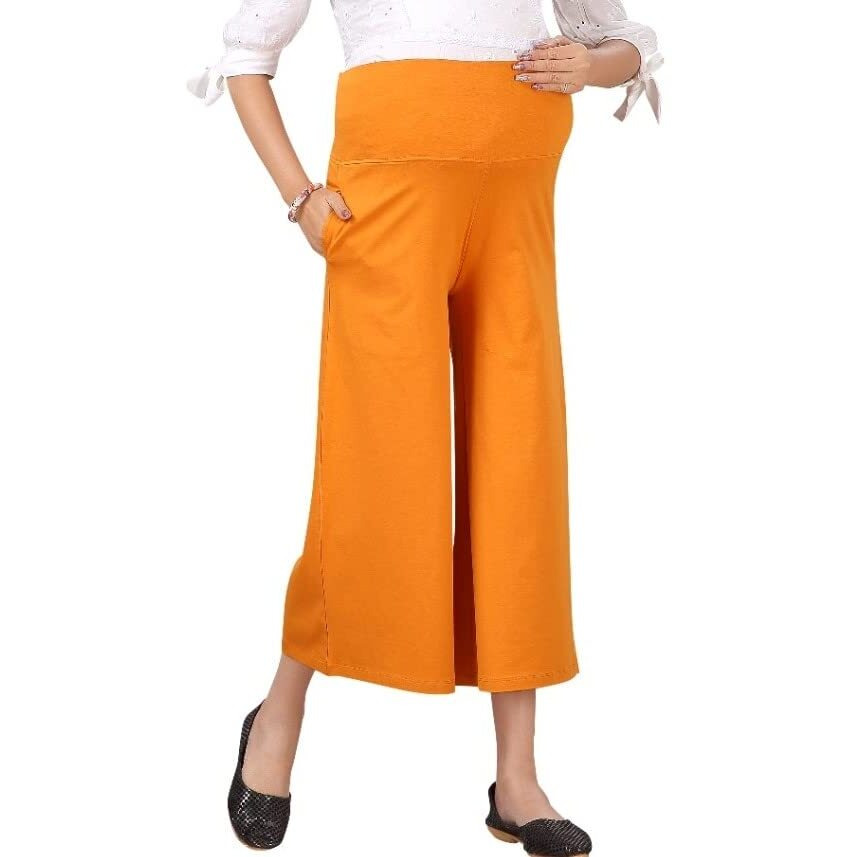 Easy Feed Womens Loose Fit Cotton Maternity Palazzo (PL-ORANGE-L_Orange_L)