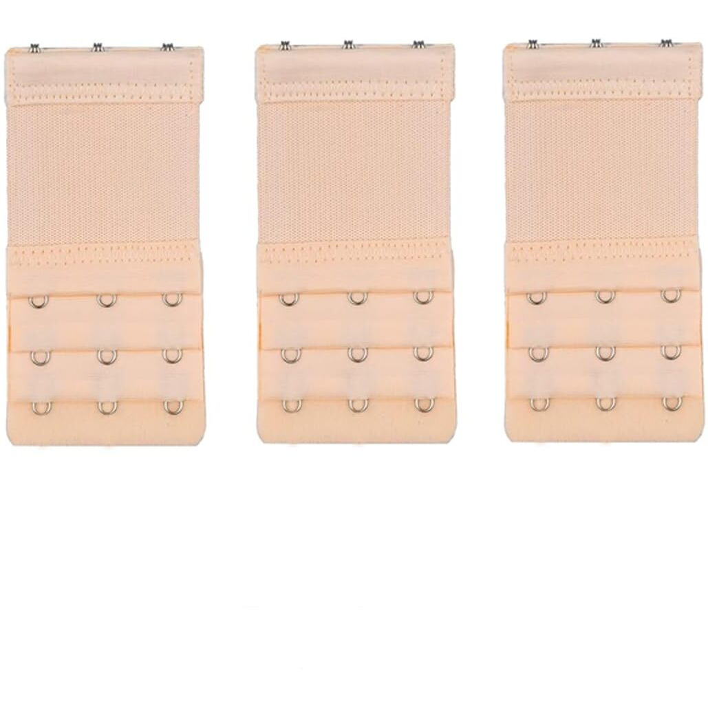 DClub Bra Extender 2 Hook Stretchy Soft and Comfortable Bra Strap Extender for Women in Pregnency or Weight gain. (SKIN 3 PIECES (3 HOOK 3 RAW))