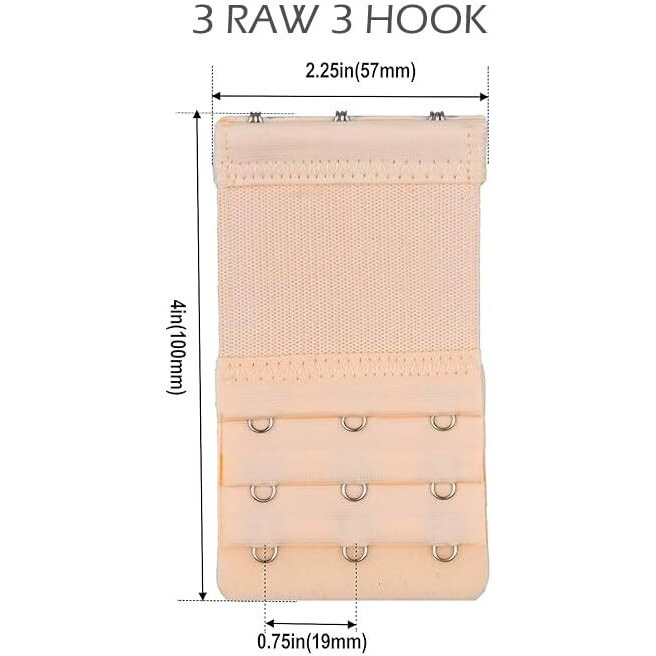 DClub Bra Extender 2 Hook Stretchy Soft and Comfortable Bra Strap Extender for Women in Pregnency or Weight gain. (SKIN 3 PIECES (3 HOOK 3 RAW))