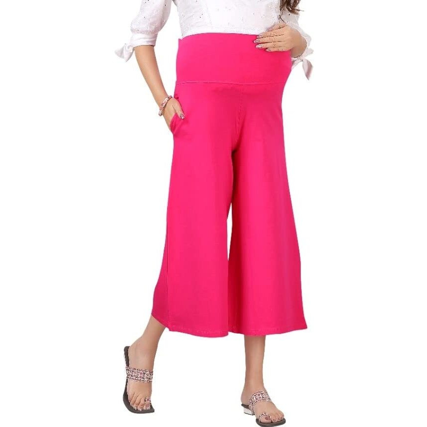 Easy Feed Womens Loose Fit Cotton Maternity Palazzo (PL-PINK-M_Pink_M)