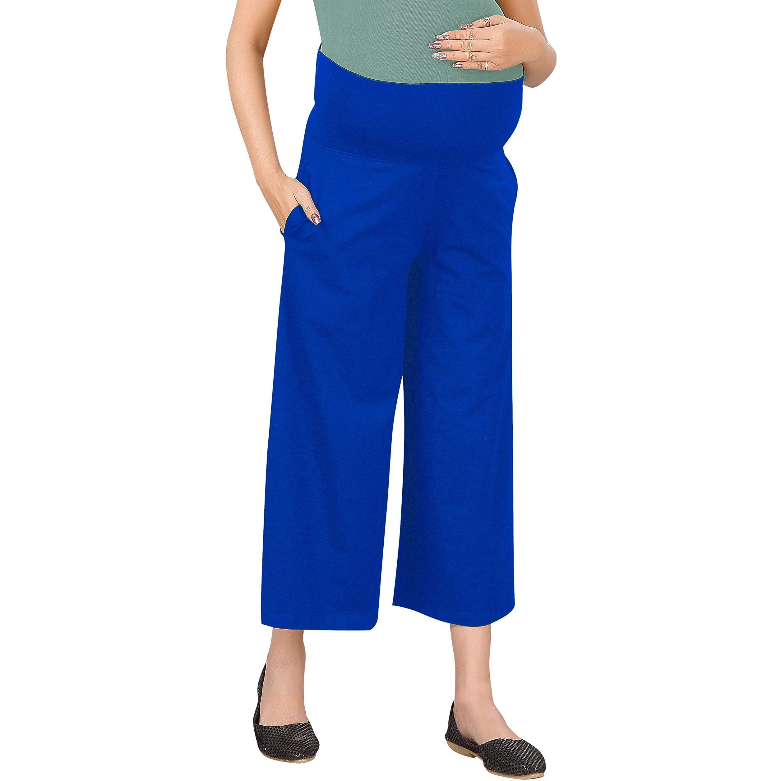 Easy Feed Womens Relaxed Fit Cotton Maternity Palazzo (PL-TOMATO-XL_Blue_Xl)