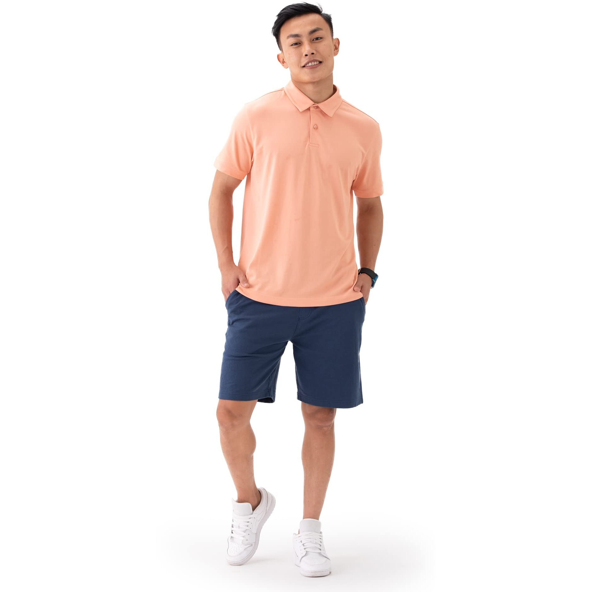 DAMENSCH Mens Regular Fit Cotton Half Sleeve 2 Button Polo T-shirt |t shirt for men polo mens polo t shirt polo t shirts mens polo t shirts with collar t shirts for men stylish-Coral Pink-S