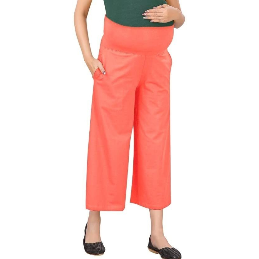 Easy Feed Womens Relaxed Fit Cotton Maternity Palazzo (PL-PEACH-L_Peach_L)