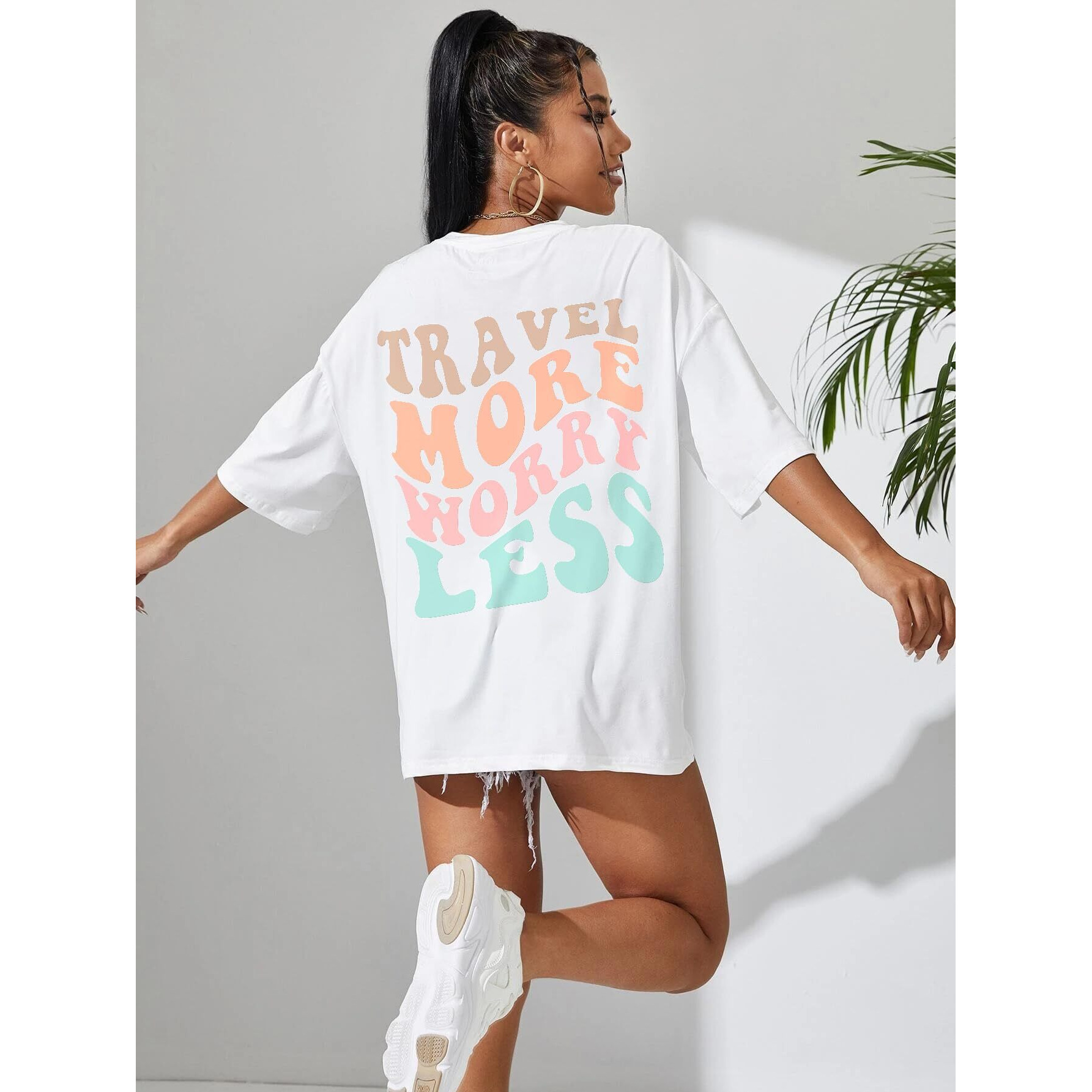 DENIMHOLIC Cotton Half Sleeve Printed Oversized t Shirts for Women Loose t Shirts for Women Baggy t Shirt for Women Graphic Tshirt for Women Oversize (XX-Large White)