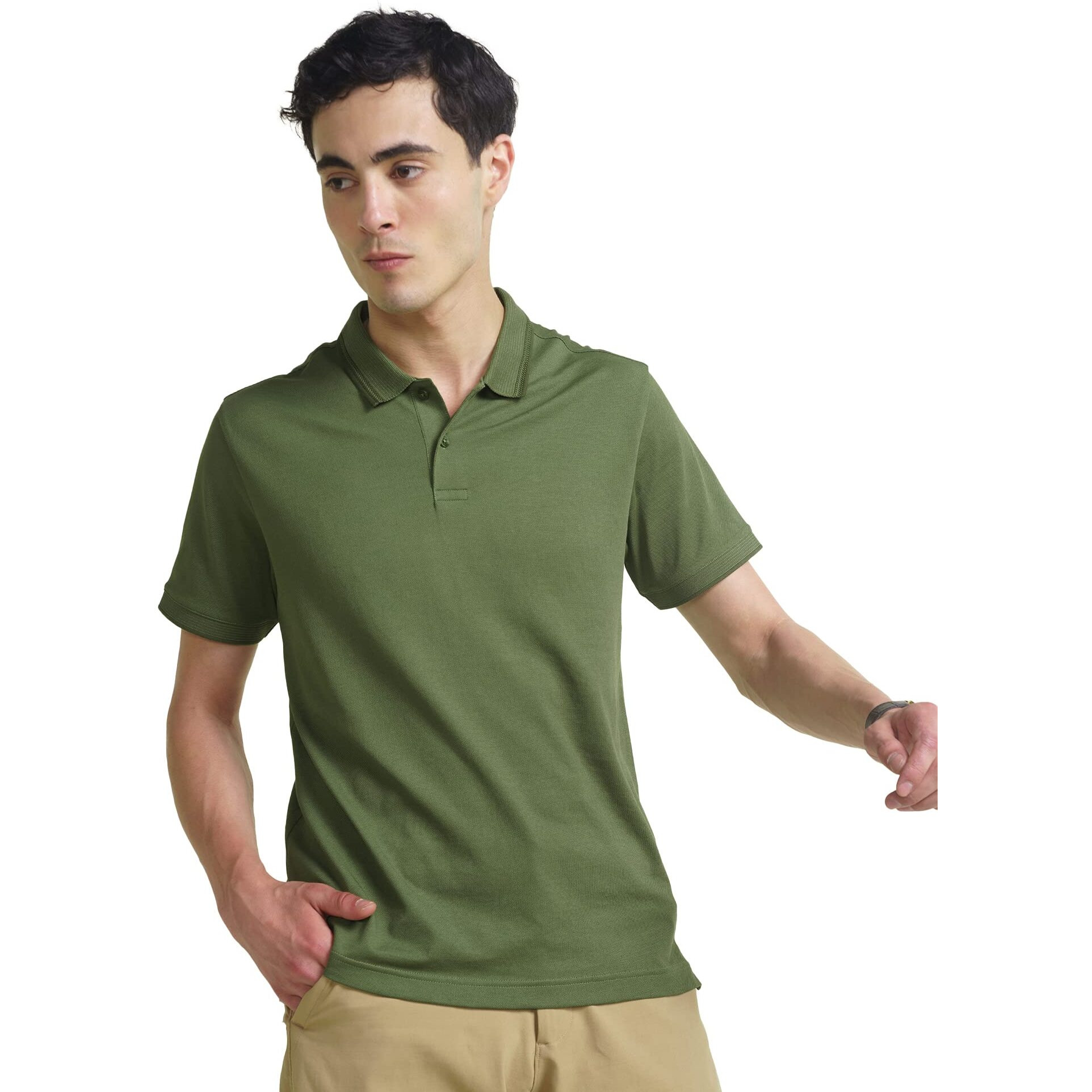 DAMENSCH Constant Mens All-Degree Thermoregulating Pique 500 Day Polo T-Shirt - 2 btn -Pack of 1-Forest Green-X-Large