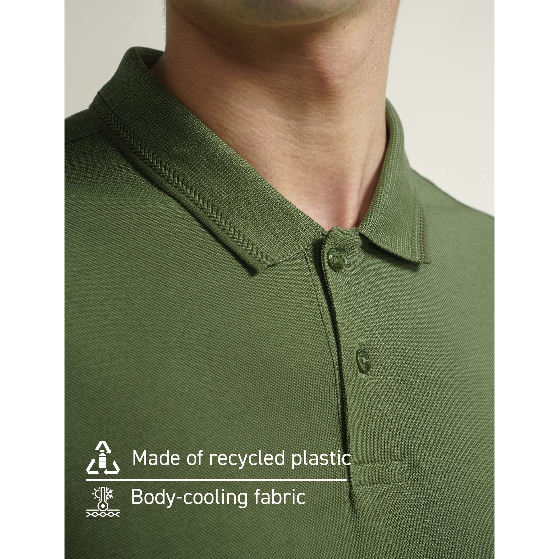 DAMENSCH Constant Mens All-Degree Thermoregulating Pique 500 Day Polo T-Shirt - 2 btn -Pack of 1-Forest Green-X-Large