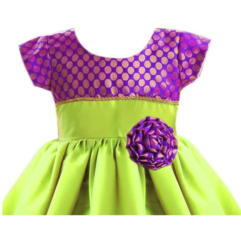 Stanwells Kids Baby Girls Frocks Knee Length Birthday Ruffle Pattern Cap Sleeve Traditional Embroidery Western Frock Princess Birthday Dress for Girls (Pista Green 3-6 Months)