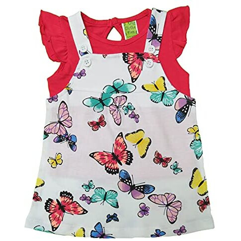 Clothe Funn New Born Knee Length Baby Girl Dress (White/Fuschia 3-4 Years)
