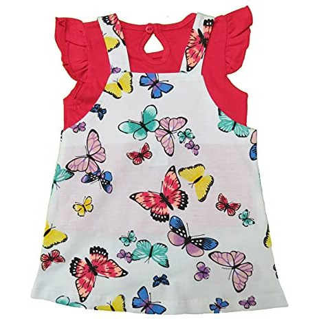 Clothe Funn New Born Knee Length Baby Girl Dress (White/Fuschia 3-4 Years)